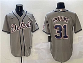 Men's Detroit Tigers #31 Riley Greene Gray With Patch Cool Base Stitched Jersey,baseball caps,new era cap wholesale,wholesale hats